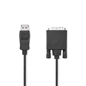 Displayport-Kabel / DisplayPort Stecker / DVI-D 24+1-Pin Stecker / 1080p / Vernickelt / 3.00 m / rund / PVC / Schwarz / Plastikbeutel - Nedis