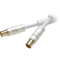 Vivanco Antennen Anschlusskabel [1x Antennenstecker 75 Ω - 1x Antennenbuchse 75 Ω] 5.00 m 110 dB vergoldete Steckkontakte, mit Ferritkern Weiß