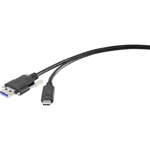 Renkforce USB 3.0 Aansluitkabel [1x USB 3.1 stekker Aâ - 1x USB-C stekker] 1 m Zwart Schroefbaar