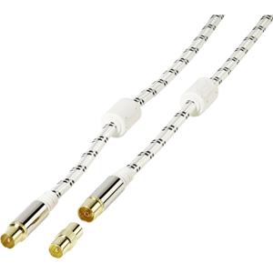 Vivanco Antenne Aansluitkabel [1x Antennestekker 75 Ώ - 1x Antennebus 75 Ώ] 1.50 m Vergulde steekcontacten, Viervoudig afgeschermd, Met Ferrietkern Wit