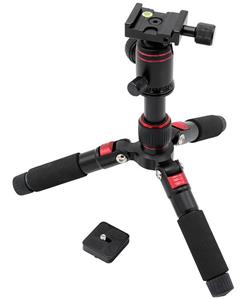 caruba Camera Mini Statief (heavy duty) - met balhoofd en Quick Release (zwart/rood)