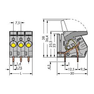 Federkraftklemmblock 6.00mm² Polzahl 5 Grau 30St.