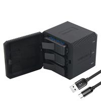 USB drievoudige batterijen lader vak behuizing met USB-kabel & LED lampje voor GoPro HERO 6 /5(Black)