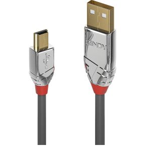 LINDY USB 2.0 Aansluitkabel [1x USB-A 2.0 stekker - 1x Mini-USB 2.0 stekker B] 2 m Grijs