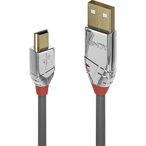 LINDY USB 2.0 Aansluitkabel [1x USB-A 2.0 stekker - 1x Mini-USB 2.0 stekker B] 3 m Grijs