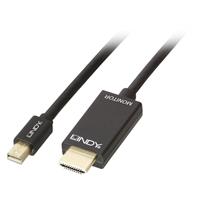 LINDY DisplayPort / HDMI Aansluitkabel [1x Mini-DisplayPort stekker - 1x HDMI-stekker] 1 m Zwart