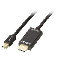 LINDY DisplayPort / HDMI Aansluitkabel [1x Mini-DisplayPort stekker - 1x HDMI-stekker] 3 m Zwart