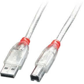 LINDY USB 2.0 Anschlusskabel [1x USB 2.0 Stecker A - 1x USB 2.0 Stecker B] 0.50m Transparent