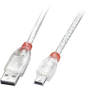 LINDY USB 2.0 Anschlusskabel [1x USB 2.0 Stecker A - 1x USB 2.0 Stecker Mini-B] 20.00cm Transparent