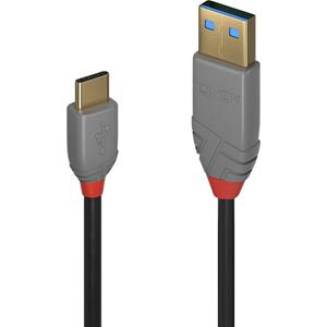 LINDY USB 2.0 Aansluitkabel [1x USB-A 2.0 stekker - 1x USB-C stekker] 0.5 m Zwart