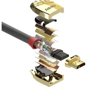 LINDY 37864 HDMI-kabel HDMI Aansluitkabel HDMI-A stekker, HDMI-A stekker 5.00 m Grijs