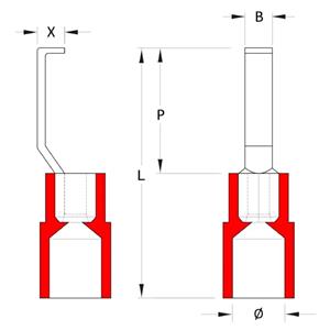 Weidmüller Hakenkabelschuh 0.5mm² 1.5mm² Teilisoliert Rot 100St.