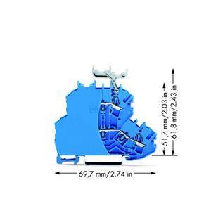 Wago Doppelstock-Durchgangsklemme 4.20mm Zugfeder Belegung: N, N Blau 50St.