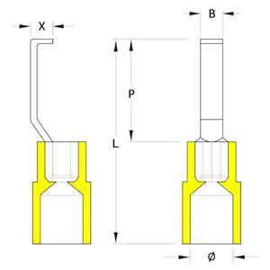 Weidmüller Hakenkabelschuh 4mm² 6mm² Teilisoliert Gelb 100St.