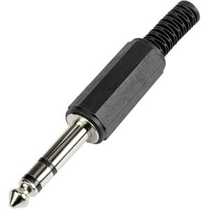 TRU Components Jackplug 6.35 mm Stekker, recht Aantal polen: 3 Stereo Zwart 1 stuks