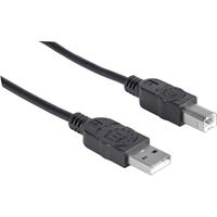 Manhattan USB-kabel USB 2.0 USB-A stekker, USB-B stekker 5.00 m Zwart 337779