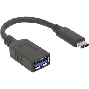 Manhattan USB 3.1 (gen. 1) Aansluitkabel [1x USB 3.0 stekker C - 1x USB 3.0 bus A] 8.5 cm Zwart Stekker past op beide manieren