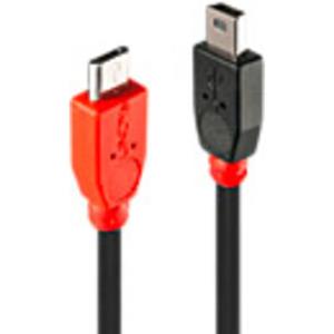 LINDY USB 2.0 Aansluitkabel [1x Micro-USB 2.0 stekker B - 1x Mini-USB 2.0 stekker B] 2 m Zwart Met OTG-functie