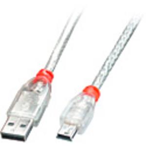 LINDY USB 2.0 Anschlusskabel [1x USB 2.0 Stecker A - 1x USB 2.0 Stecker Mini-B] 5.00m Transparent