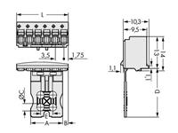 Wago Stiftgehäuse-Platine 2091 Polzahl Gesamt 6 Rastermaß: 3.50mm 50St.