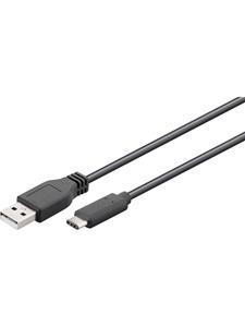 goobay USB 2.0 Anschlusskabel [1x USB-C™ Stecker - 1x USB 2.0 Stecker A] 1.80m Schwarz beidseitig