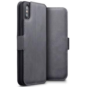 Qubits lederen slim folio wallet hoes - iPhone XS Max - grijs