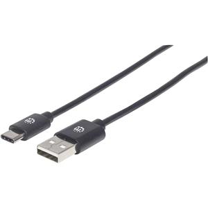 manhattan USB 2.0 Anschlusskabel [1x USB 2.0 Stecker A - 1x USB 2.0 Stecker C] 0.50m Schwarz