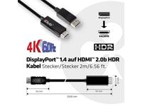 Club3D DisplayPort Anschlusskabel [1x DisplayPort Stecker - 1x HDMI-Stecker] 2.00m Silber
