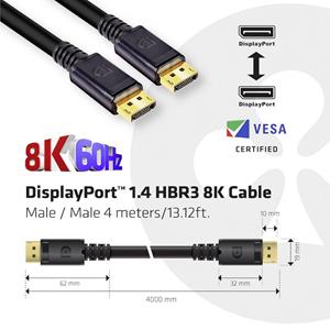 club3D DisplayPort Aansluitkabel [1x DisplayPort stekker - 1x DisplayPort stekker] 4 m Zwart