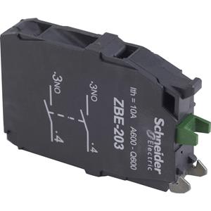 Schneider Electric ZBE203 - Auxiliary contact block 2 NO/0 NC ZBE203