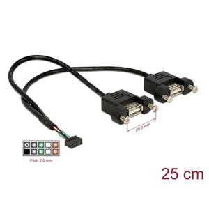 Delock Kabel USB 2.0 Pfostenbuchse 2,00 mm 10 Pin > 2 x USB 2.0 Typ-A