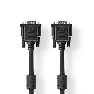 Nedis VGA-Kabel / VGA Stecker / VGA Stecker / Vernickelt / Maximale Auflösung: 1280x768 / 2.00 m / rund / ABS / Schwarz / Plastikbeutel