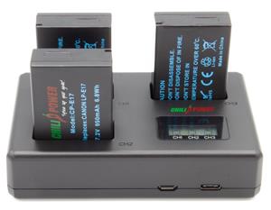 chilipower Canon Accu LP-E17 Kit Deluxe - 3 accu's + Triple lader, voor het laden van 3 accu's