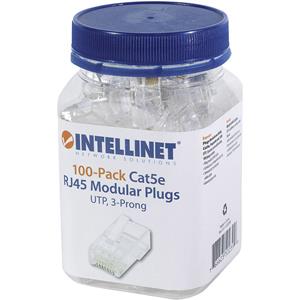 Intellinet Intellinet pak 100 stuks Cat5e RJ45 modulaire stekker UTP 3-punts ader koppeling voor massieve draad 100-stekker pro beker 502399 Krimpcontact