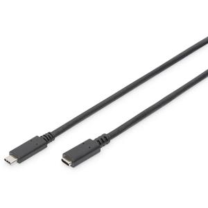 digitus USB 2.0, Computer, Laptop, USB-C Aansluitkabel [1x USB-C 2.0 stekker - 1x USB-C bus] 2.0 m Zwart Flexibel, Folie afscherming, Afscherming gevlochten