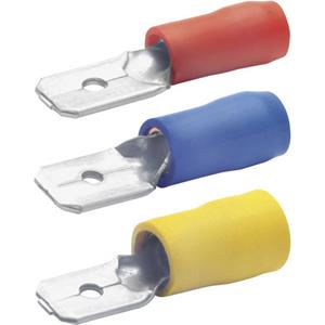 KLAUKE Flachstecker, Messing, rot, 0,5-1mm², flach 2.8x0.8mm, teilisoliert, PVC