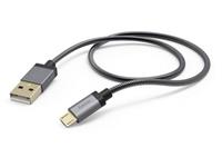 Hama USB 2.0 Aansluitkabel [1x USB-A 2.0 stekker - 1x Micro-USB 2.0 B stekker] 1.5 m Antraciet