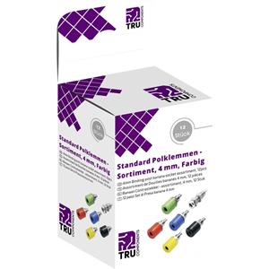 TRU COMPONENTS Laboratoriumconnector assortiment Bus, inbouw verticaal Blauw, Geel, Groen, Zwart, Rood, Zilver 12 onderdelen