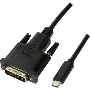 LogiLink USB / DVI Anschlusskabel [1x USB 2.0 Stecker C - 1x DVI-Stecker 24+1pol.] 3.00m Schwarz