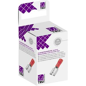 trucomponents TRU COMPONENTS T1904C040 Assortiment platte stekkers (female) Insteekbreedte: 2.80 mm Insteekdikte: 0.80 mm 180 ° Deels geïsoleerd Rood 25 stuk(s)