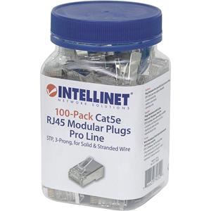 intellinet 100er-Pack Cat5e RJ45-Modularstecker Pro Line STP 3-Punkt-Aderkontaktierung für Litzen-