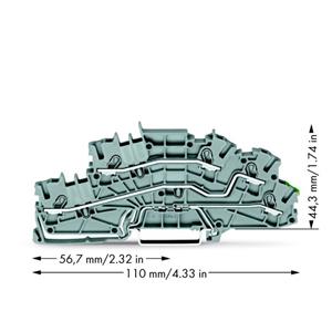 Wago 2003-6645 Installatie-etageklem 5.20 mm Veerklem Toewijzing: L, L, Terre Grijs 50 stuks