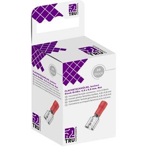 trucomponents TRU COMPONENTS T1904C106 Assortiment platte stekkers (female) Insteekbreedte: 4.80 mm Insteekdikte: 0.80 mm 180 ° Deels geïsoleerd Rood 25 stuk(s)