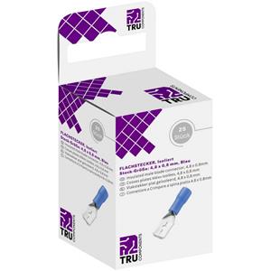 TRU COMPONENTS T1904C110 Assortiment platte stekkers Insteekbreedte: 4.80 mm Insteekdikte: 0.80 mm 180 Â° Deels geÃ¯soleerd Blauw 25 stuk(s)