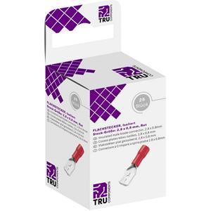 TRU COMPONENTS T1904C044 Assortiment platte stekkers Insteekbreedte: 2.80 mm Insteekdikte: 0.80 mm 180 Â° Deels geÃ¯soleerd Rood 25 stuk(s)