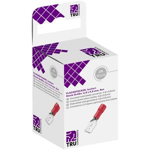 TRU COMPONENTS T1904C109 Assortiment platte stekkers Insteekbreedte: 4.80 mm Insteekdikte: 0.80 mm 180 Â° Deels geÃ¯soleerd Rood 25 stuk(s)