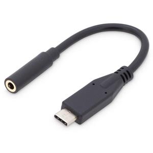 digitus Audio Adapterkabel [1x USB-C stekker - 1x Jackplug female 3.5 mm] 0.2 m Zwart Flexibel