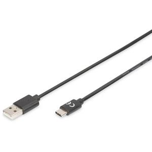 digitus USB 2.0 Aansluitkabel [1x USB-C stekker - 1x USB-A 2.0 stekker] 1.8 m Zwart Afgeschermd