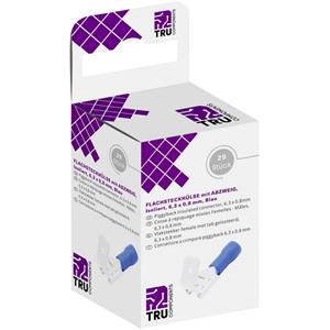 TRU COMPONENTS T1904C047 Assortiment hulzen voor platte stekkers Met vertakking Insteekbreedte: 6.30 mm Insteekdikte: 0.80 mm 180 Â° Deels geÃ¯soleerd Blauw 25