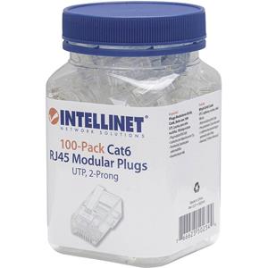 Intellinet Intellilnet pak 100 stuks CAT6 RJ45 modulaire stekker UTP 2-punts ader koppeling voor een draad 100-stekker pro beker 502344 Krimpcontact Aantal